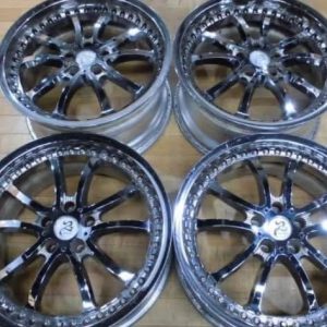 19” staggered fitment
 3 piece wheels/ rare DDC lip triple plated chrome